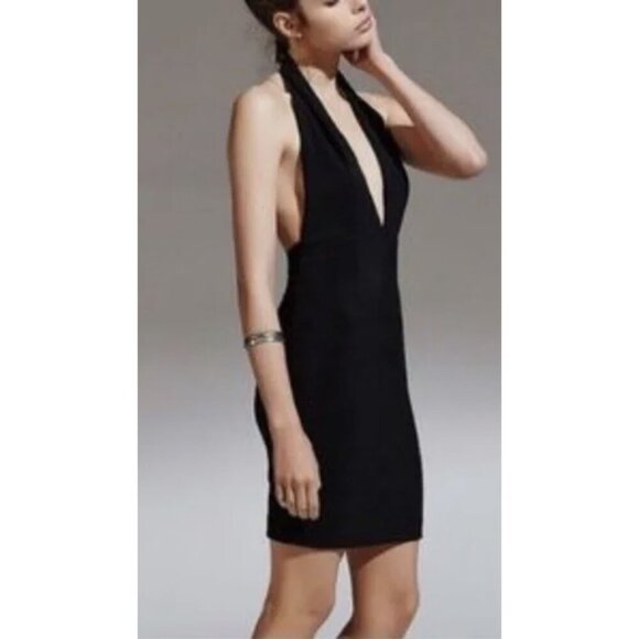 SOLACE LONDON Elora Mini Dress in Black Evening Minimalist Cocktail - Size US 4 - Picture 2 of 13